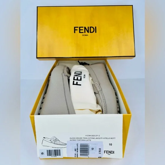 Fendi O'Lock FF Jacquard Logo Driving Leather Shoes UK 10 - US 11 - EU 44